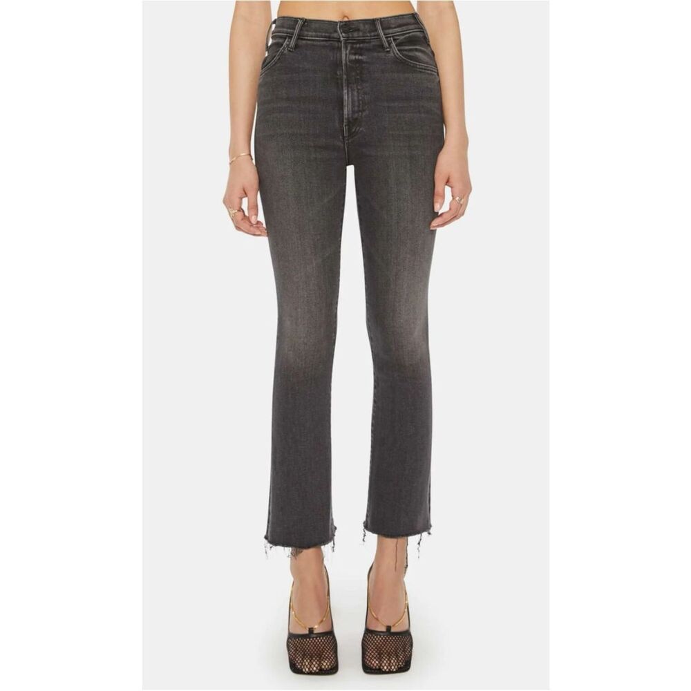 MOTHER The Hustler High Waist Fray Hem Ankle Bootcut Jeans in Not Guilty Size 27